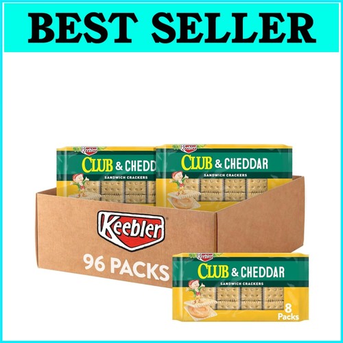 Club & Cheddar Single Serve Sandwich Crackers, 96 Packs of Real Cheese Snacks