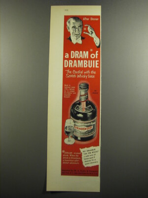 1952 Drambuie Liqueur Ad - After Dinner a dram of Drambuie