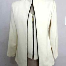 Women's Cream Ivory 2 zipper front Blazer Jacket size medium to large
