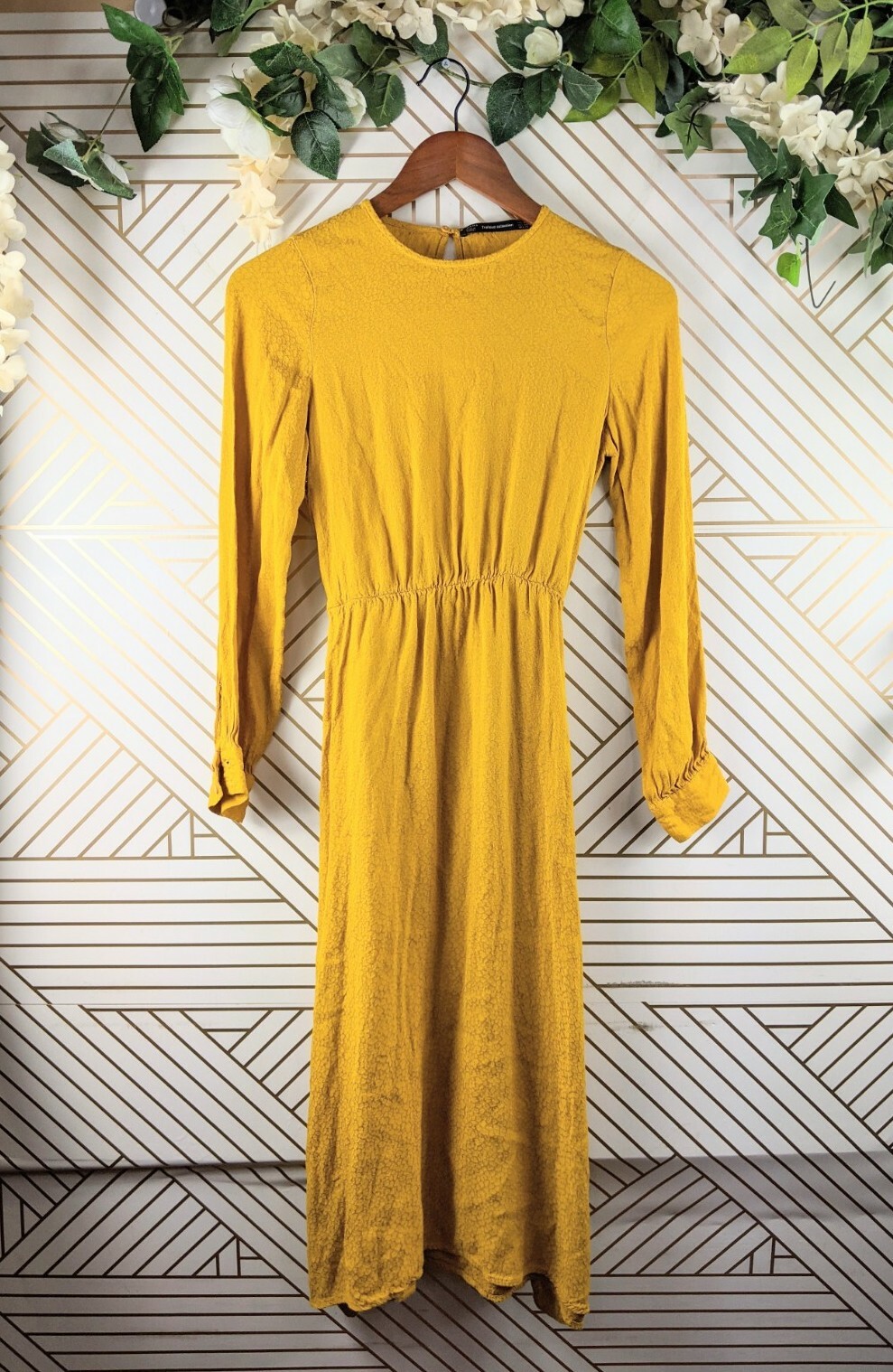 Zara Trafaluc Midi Dress Yellow Tie 