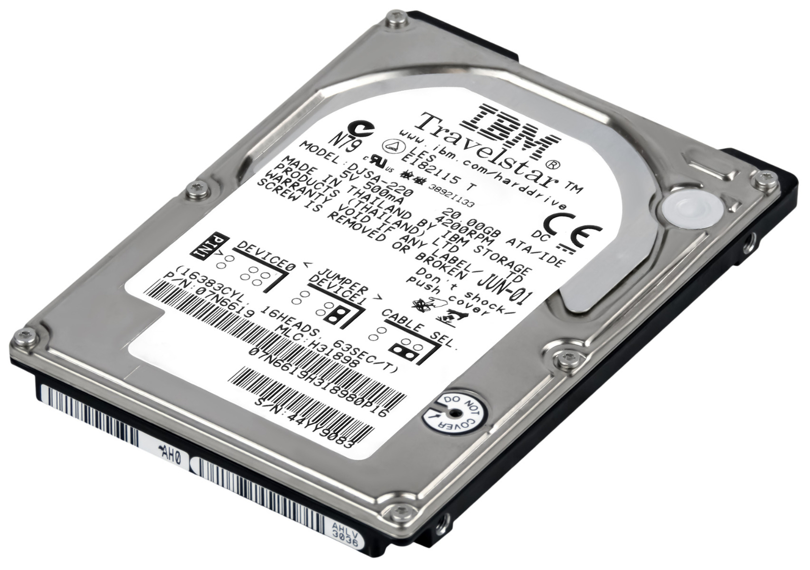 Hard Disk IBM TravelStar 20GN 5GB 2.5 Pollici IDE 4200 RPM (07N4391, DJSA-205) Ricondizionato