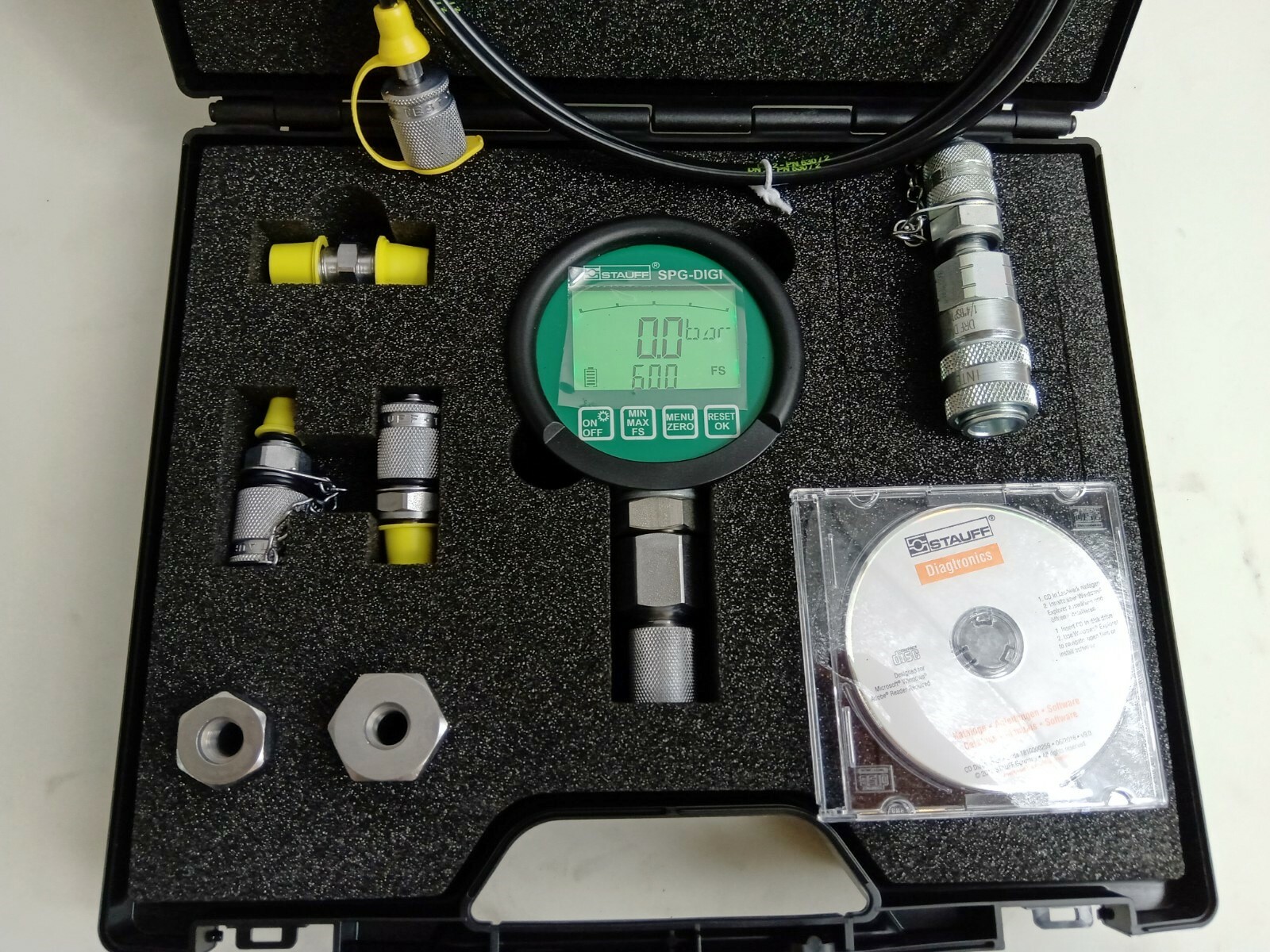 Digital Pressure Test Kit Stauff Germany 0600 Bar Hydraulic 2m TestHose eBay