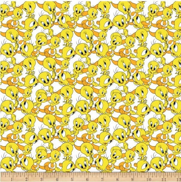 Tela de algodón blanca por yarda Looney Tunes Piolín Expresiones Cutie Bird Foto 2 de 2