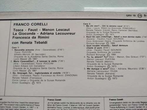 Franco Corelli Tosca Faust Renata Tebaldi DECCA 9-42021 - LP 12" Vinyl VG/VG - Picture 4 of 4