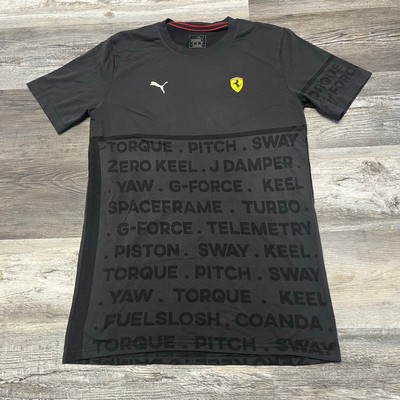 Puma Scuderia Ferrari Black Mens Medium Logo All Over Print AOP Racing T-Shirt