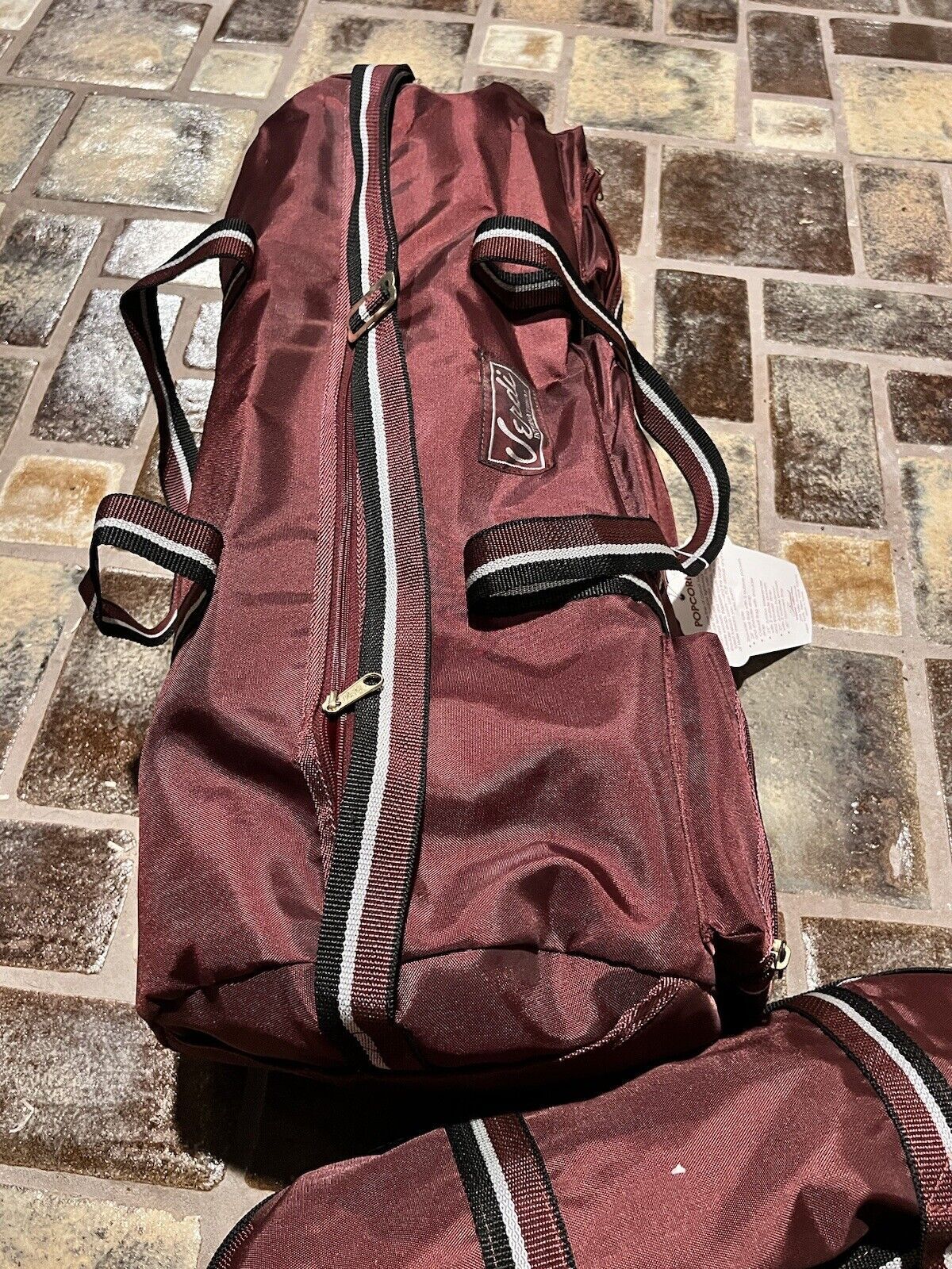 Verdi International Carry On Luggage Canvas Maroon Popcorn Duffel Bag Set Lot