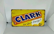 Clark Bar Chocolate Candy 5 Cent Man Cave Metal Sign Repro 6x12" 60562