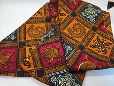 Vintage Colorful Scarf In Browns Gold Red 86 X 5.25