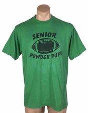 Vtg 90s Screen Stars Senior Powder Puff DON'T PISS US OFF #10 Green T-shirt XL