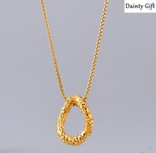 Women Gold Plated Titanium Stainless Steel Gold Twisted Circle Necklace 16-18"