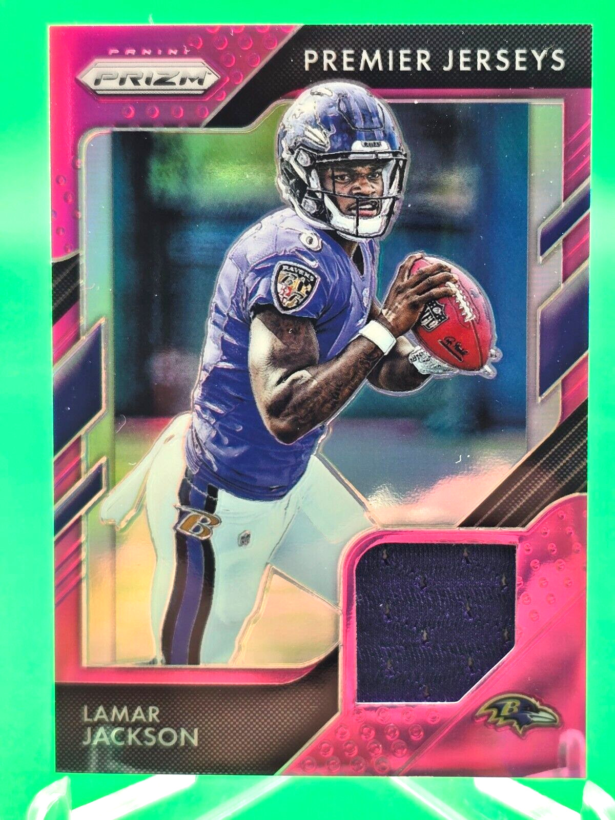 Lamar Jackson 2018 Panini Prizm Rookie Premier Jersey SP Pink RC #PP-12 Ravens