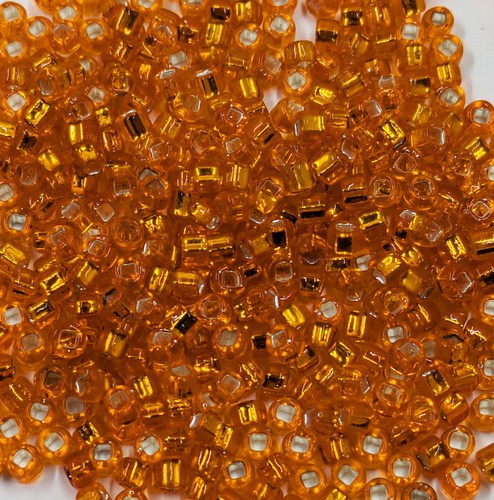 Vintage Glass Czech Seed Beads Transparent S/L Bright Orange 8/0 13g C33-32A