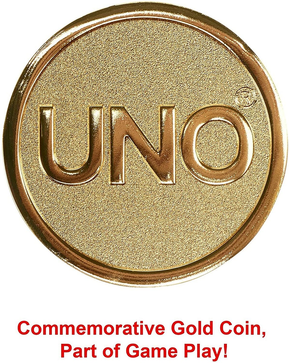 UNO Premium 50th Anniversary Golden Edition Card Game Exclusive Gold Coin -  Rare | eBay