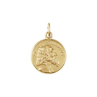 14K Gelbgold 12mm St. Judas Thaddäus Medaille Anhänger für Frauen 1,55gm