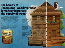 1989 Vintage Print Ad The beauty of Thompson's Wood Protector is way it protects