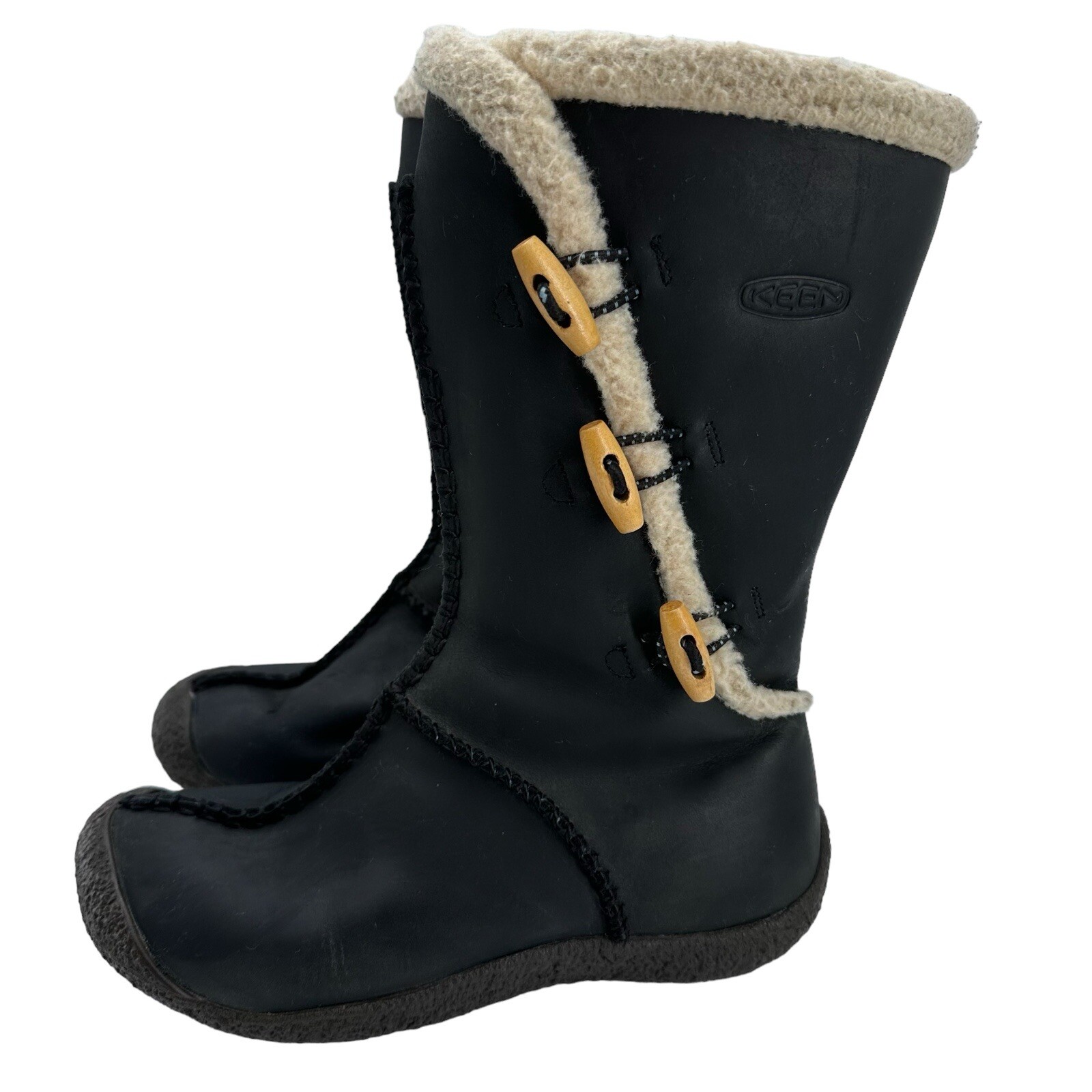 Stivali da neve invernali Keen Kaley da donna taglia 6 5 cerniera laterale in pelle neri