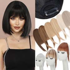 100 Natural Fringe Bangs Clip In Hair Fake Extension Real as Human French Thick
