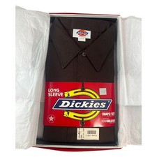 RARE Brown Dickies Shape/Set Work Shirt VINTAGE NOS Long Sleeve 17-17 1/2 35 USA