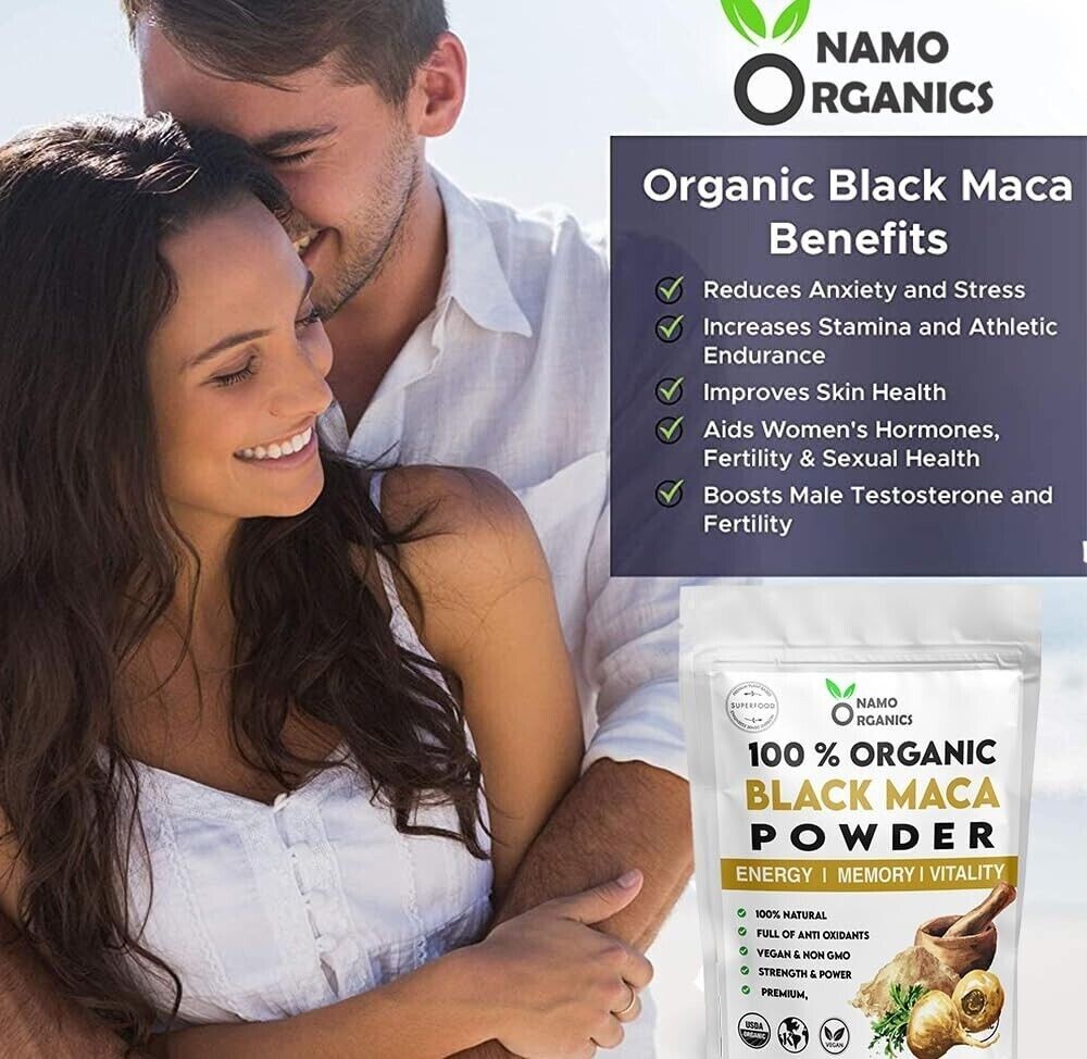 Pase el cursor para ampliar Black MACA ROOT POWDER Organic, mejorar la disfun...