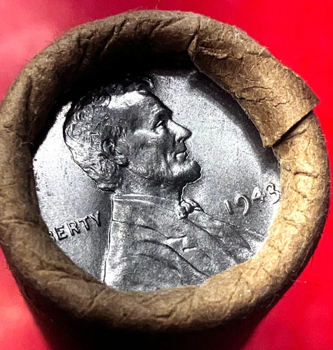 1943-P OBW ORIGINAL BANK WRAPPED ROLL BU UNCIRCULATED LINCOLN WHEAT CENT PENNIES