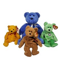 Ty Beanie Babies Buddies Plush Lot Bear Stuffed Animals Vtg Kicks Curly Poopsie