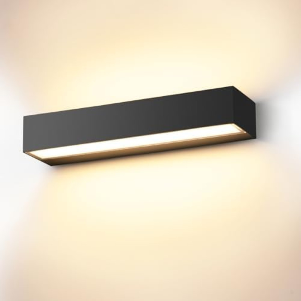 18W Applique da Parete Interno 30Cm Nero Applique Esterno 3000K Bianco Caldo Lam
