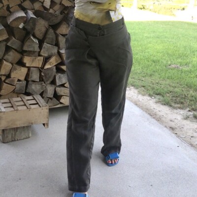  J  linen pants dark tortora detail size 42