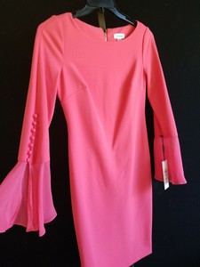 calvin klein chiffon bell sleeve dress