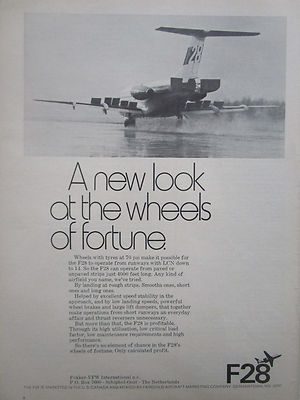 1/1972 PUB AVION FOKKER AIRCRAFT HOLLAND FOKKER F28 FELLOWSHIP ORIGINAL ANZEIGE