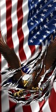 American flag eagle tear rip Cornhole game decal wrap