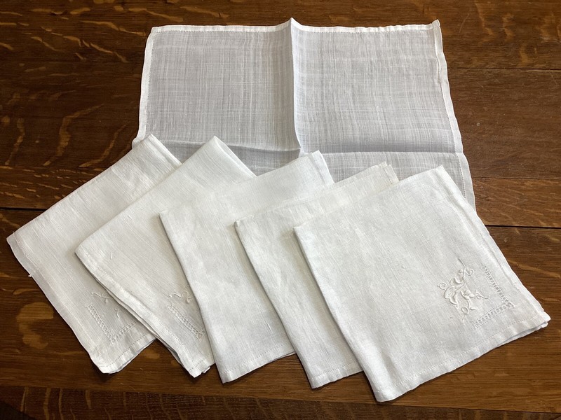 Set Of 6 Madeira Luncheon Napkins Linen Hemstich Cutwork Embroidered Floral