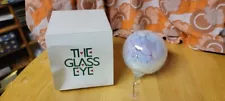 VINTAGE THE GLASS EYE WHITE WITCH BALL SWIRLED IRIDESCENT PATTERN 