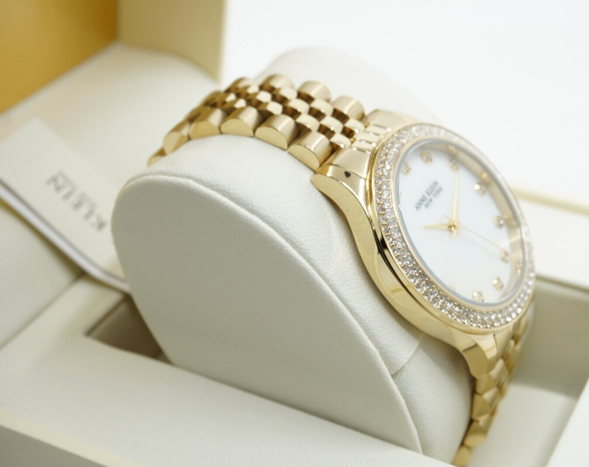 Anne Klein Women\'s Watch 12/7742MPGP Mother of Pearl Dial Quartz Gold St… Anne Klein Mother of Pearl Dial Ladies Watch- Bangle Set AK  main image 2