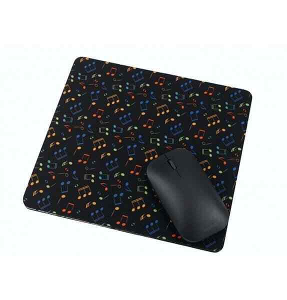 Black with Colourful Notes Mouse Mat - Music Gift - Music Themed Mouse Mat
