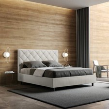 Letto matrimoniale contenitore 2 piazze camera da letto in similpelle bianco