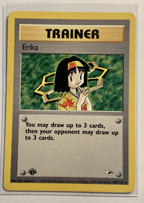 エリカ商品 Erika 1st Ed - Pokémon TCG Card - Gym Heroes 100/132 1ST EDITION