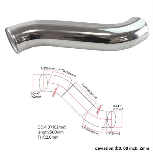 Universal 102mm OD Polished Aluminum S Shape Intercooler Turbo Pipe 2mm Thick - Picture 4 of 9