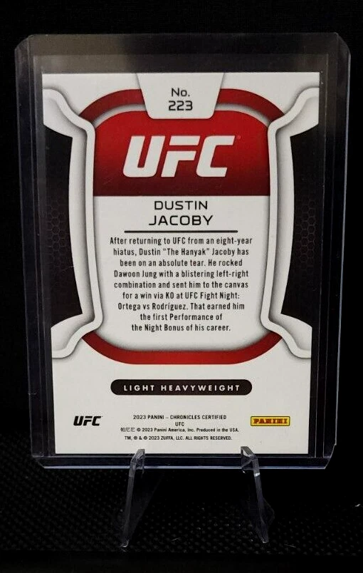 2023 Panini Chronicles UFC DUSTIN JACOBY #223 Certifed Bronze Insert #015/199 SP - Image 2 of 2