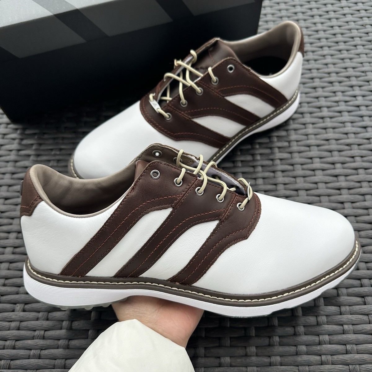 Adidas White Brown Leather MC Z-Traxion Golf Shoes Mens Size 12 Adidas MC Z-Traxion White/Brown Golf Men main image 4