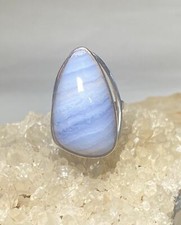 Blue lace agate ring size 6.75  long band sterling southwest silver women girls