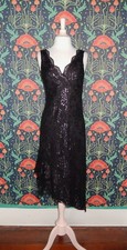 Vintage 90's Y2K Dress Black Lace Whimsigoth Grunge Asymmetrical Cocktail