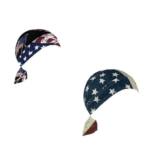 Lot of 2 Distressed and Patriot American Flag Doo Rag head wrap Skull ...