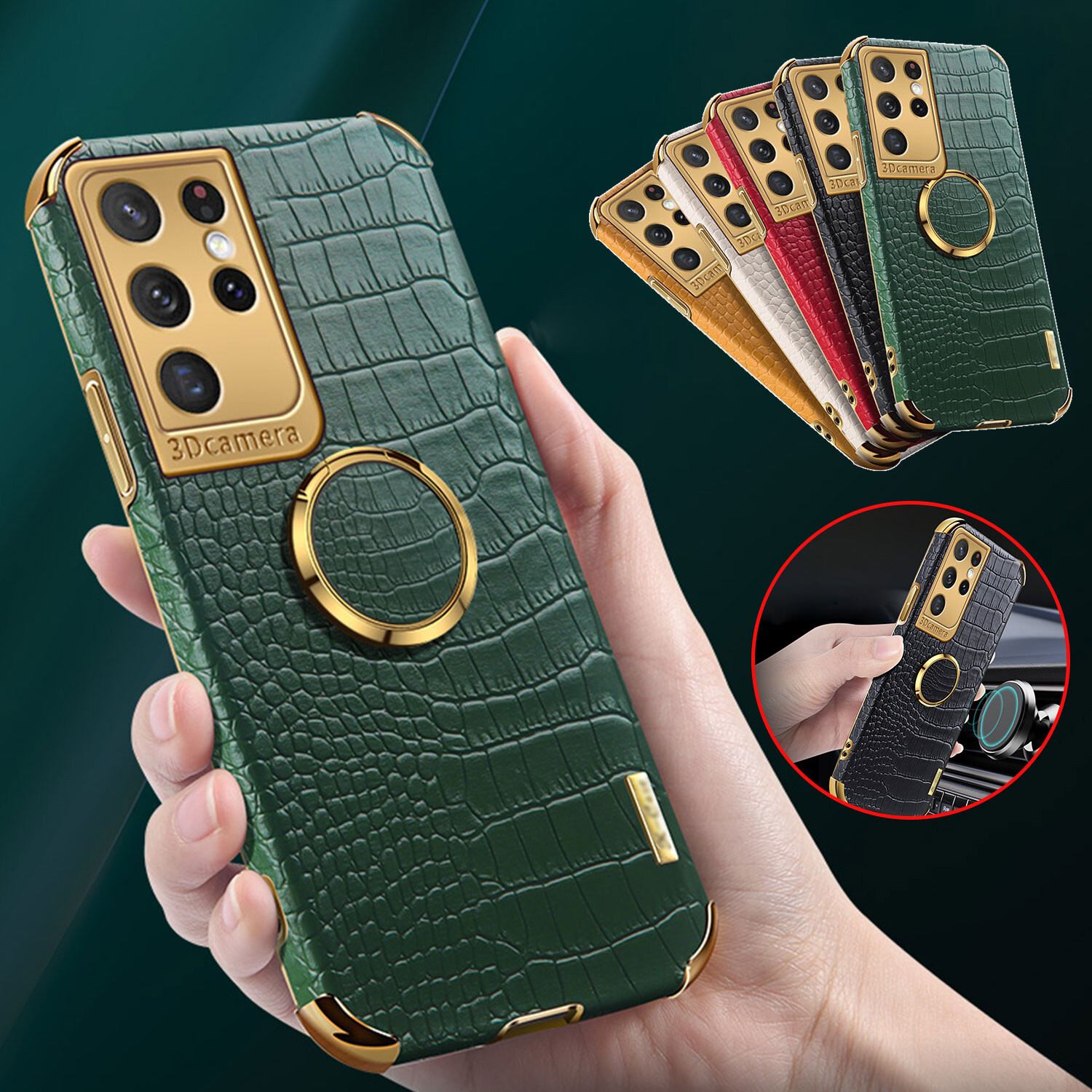 Shockproof Crocodile Leather Case For Samsung S23 Ultra S22 Plus S21 S20 Note 20-image