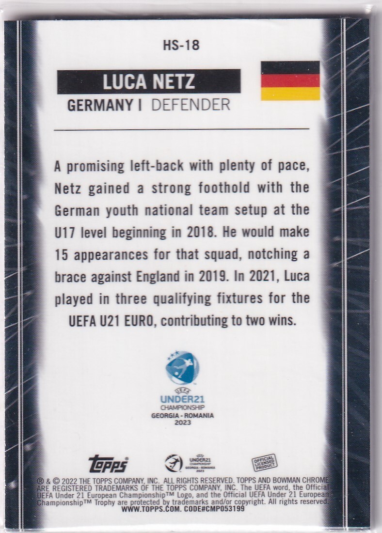 2022 Topps Bowman Chrome No. HS-18 Luca Netz Home Strip Hopefuls | eBay