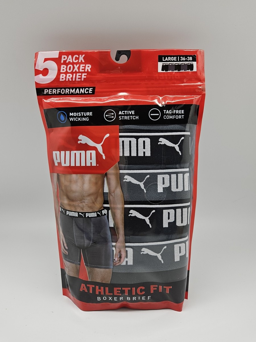 PUMA Pk Performance Logo Boxer Briefs Men's L XL Athletic Black Gray  White Red
