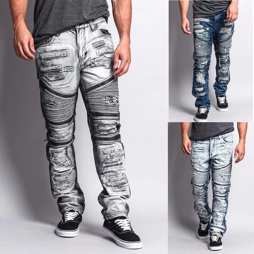 Distressed biker hotsell jeans mens