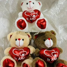 Cute Teddy Bear Plush with Heart 30cm Soft Stuffed Animal Womens Day Gift Toy