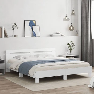Cadre de Lit avec Tête de Lit Double Chambre Chêne Marron 200x200 cm vidaXL - Photo 1/4