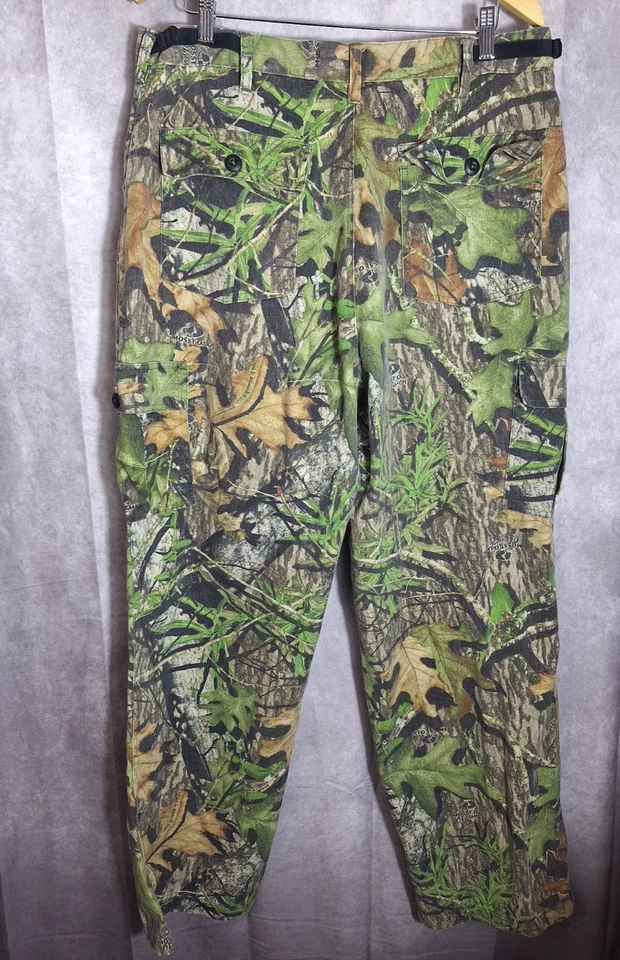 Calça cargo camuflada vintage Jerzees ao ar livre carvalho musgoso masculina grande 36x32 caça - Imagem 2 de 4