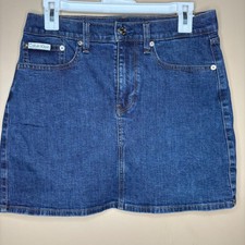 Calvin Klein Denim Skirt Womens Size 28 Medium Wash Classic Mini